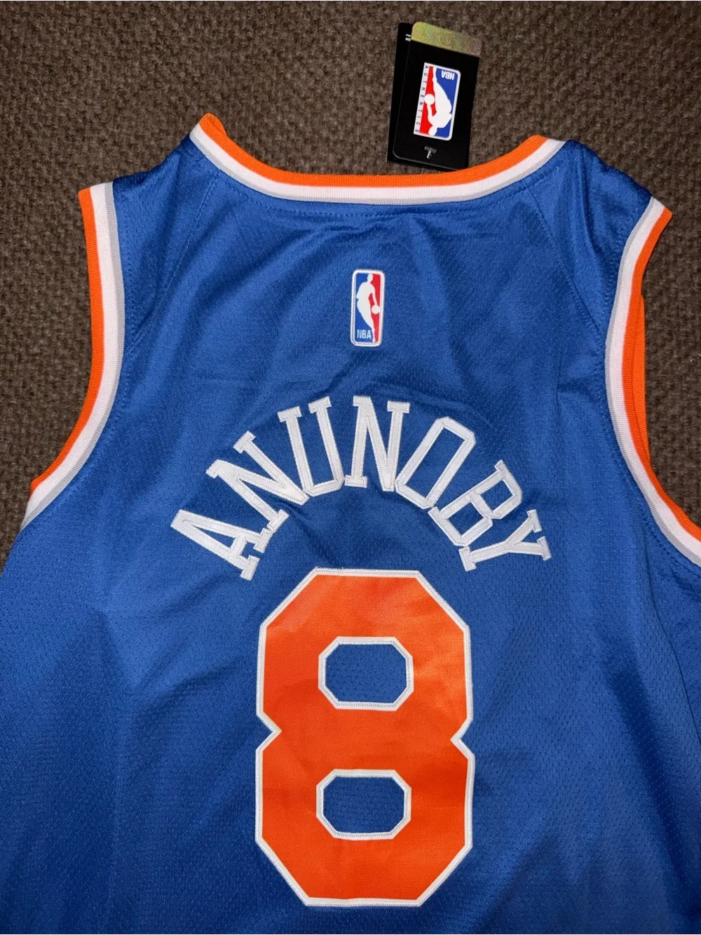 Nike Blue and Orange New York #8 Anunoby Basketball Jersey